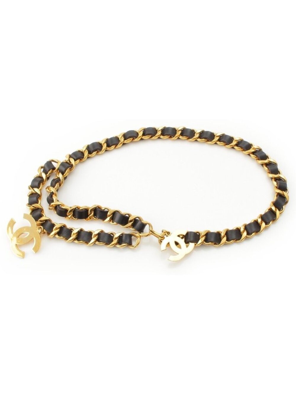 Chanel 93A Vintage Jumbo CC Logo Chain Belt Black